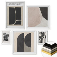 WANDBILDER 5er-Set - 50x50 cm & 20x30 cm & 40x60 cm Weißer Rahmen - Abstrakte minimalistische Poster - Weiß, Kunststoff (40/60cm) - ArtPrintCave