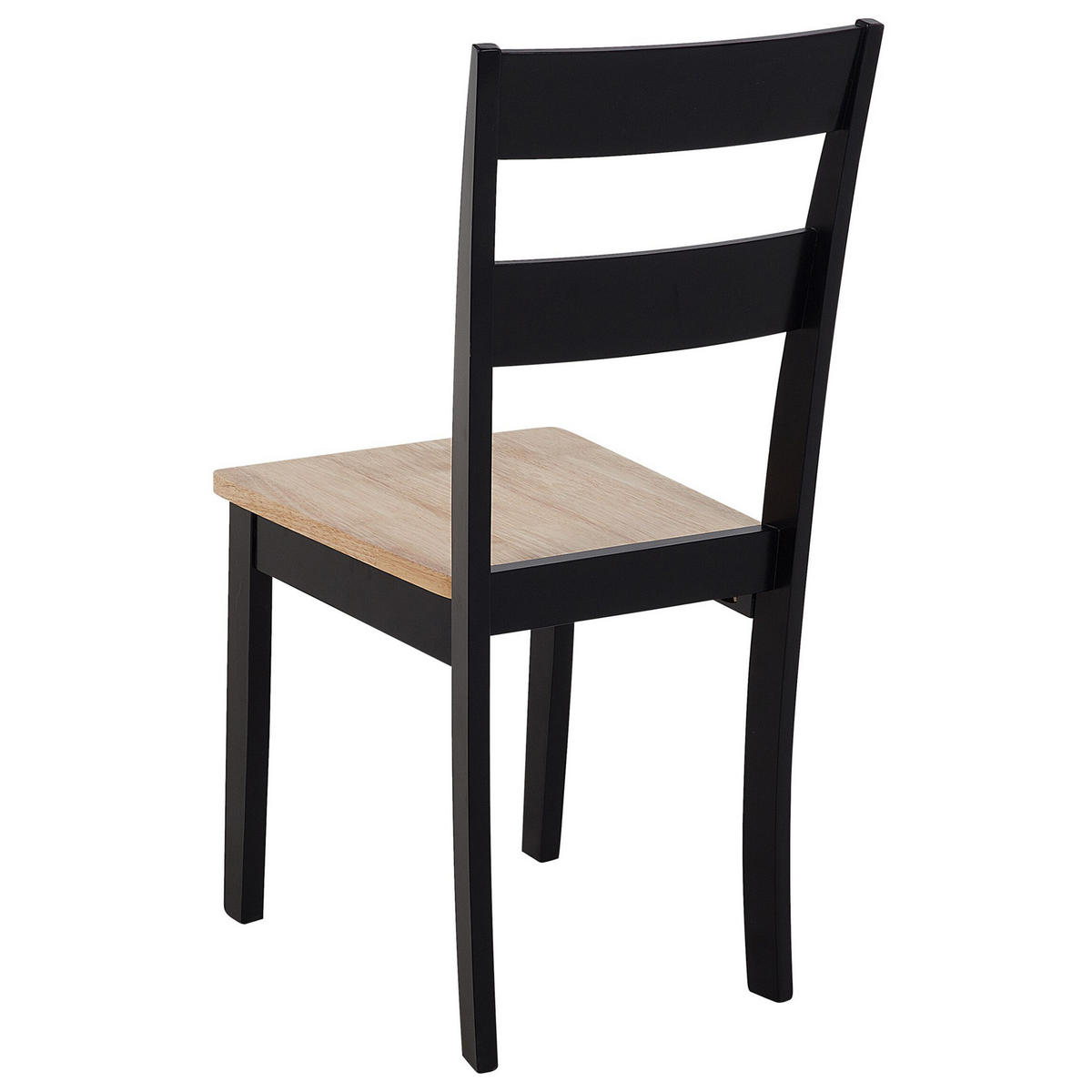 ESSZIMMERSTUHL 2er-Set Gummibaumholz hellbraun/schwarz Georgia - Hellbraun/Schwarz, Holz (45/89/43cm) - Beliani