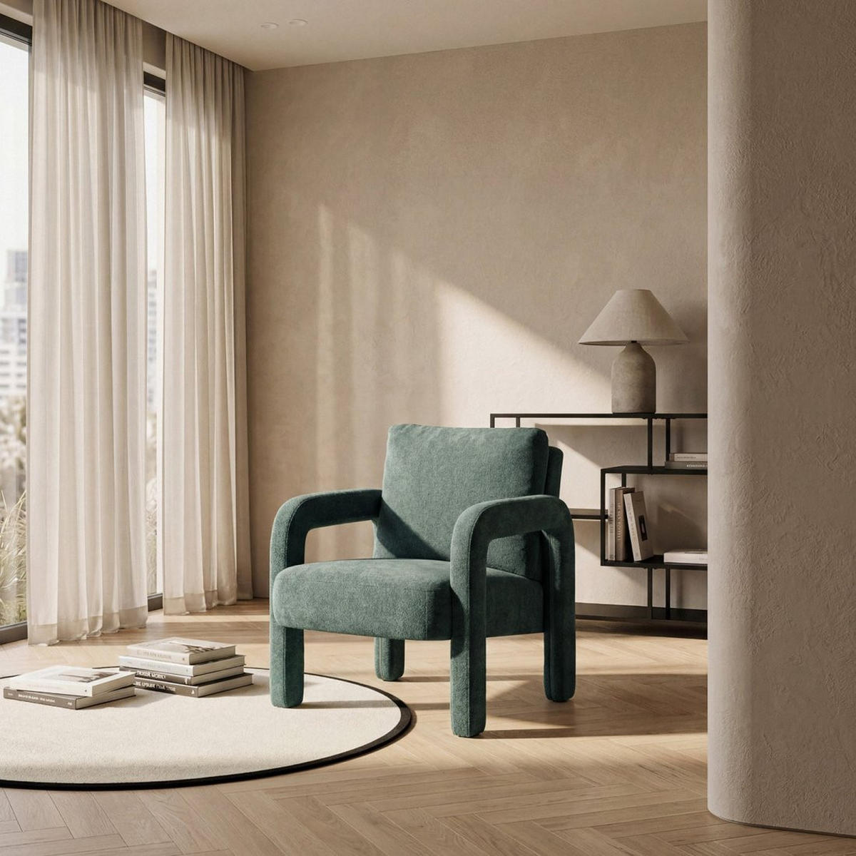 LESESESSEL Runa Grün 72 cm x 81 cm - Grün, Textil (72/81/79cm) - Klast Home