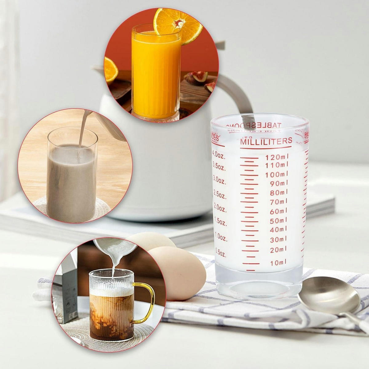 MESSBECHER 120 ml Rot - Rot, Glas (0.12L)
