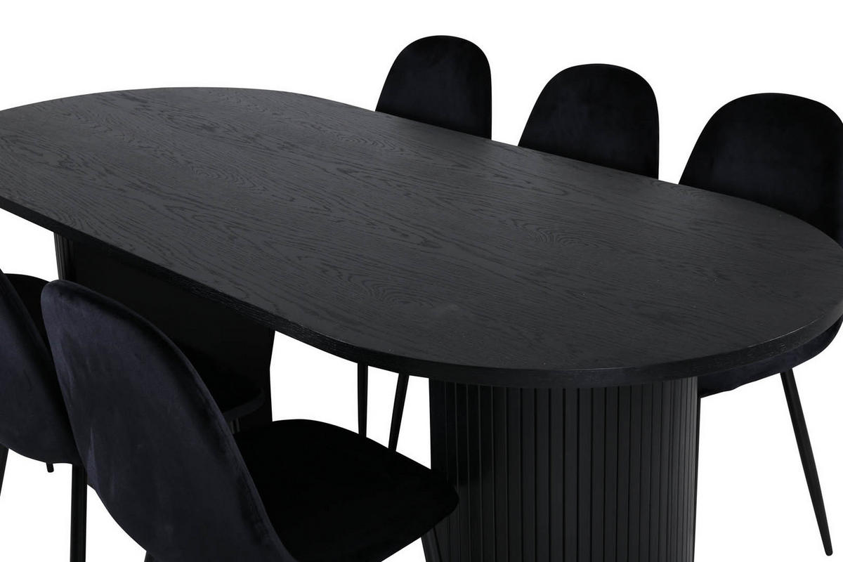 TISCHGRUPPE Schwarz - Schwarz, Holzwerkstoff (90/75/200cm) - ebuy24