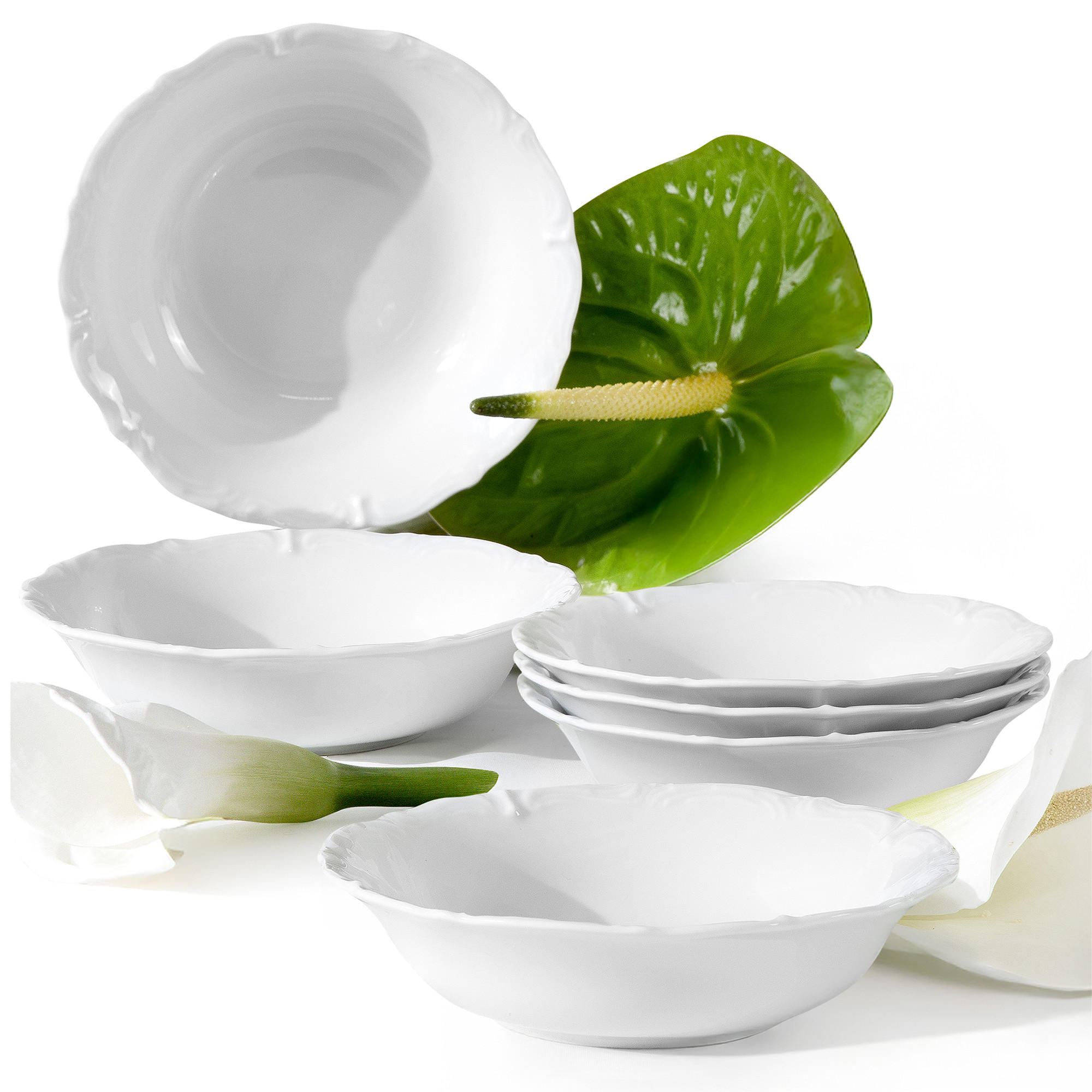 SALATSCHÜSSEL Chodziez MARIA TERESA 6-tlg - Weiß, Keramik (15cm) - KONSIMO®