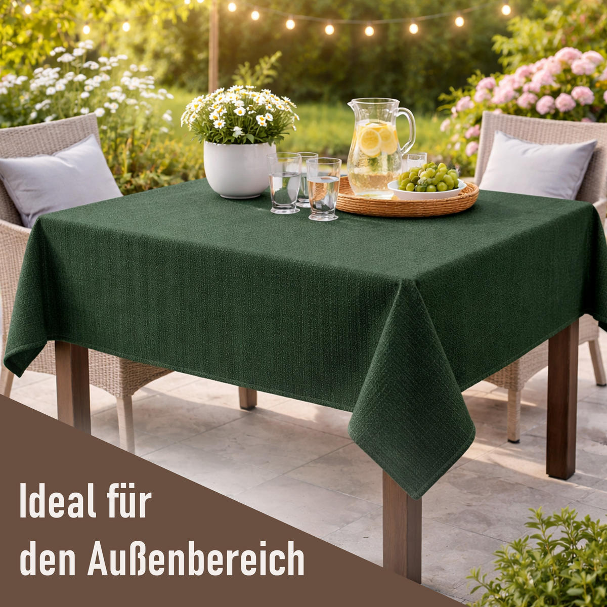 TISCHDECKE Garten Weichschaum 110x140cm - Dunkelgrün - Dunkelgrün, Kunststoff (140/110cm) - Bestlivings