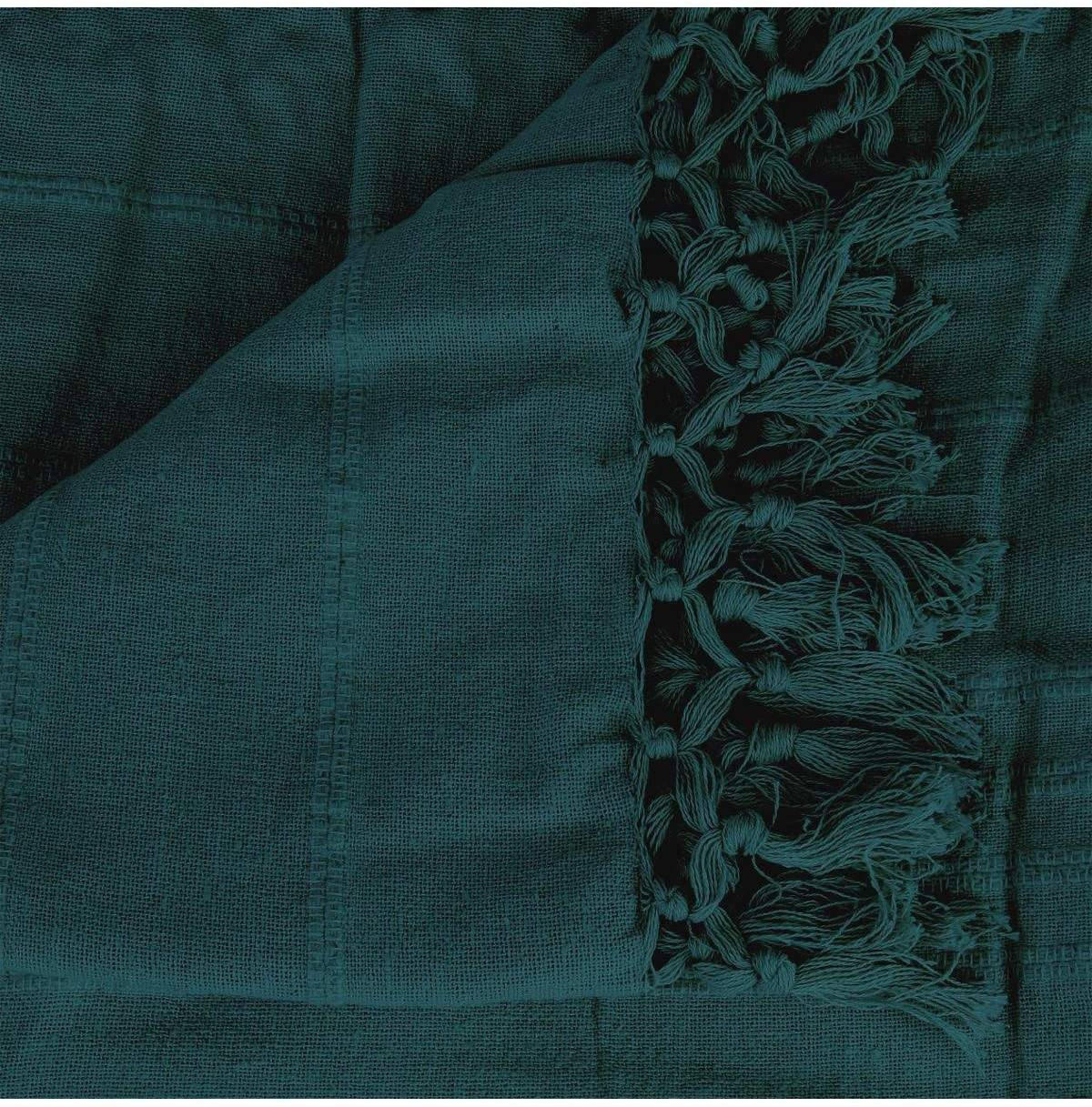 BETTÜBERWURF mit Fransen Peacock 220/160 cm - Grün, Naturmaterialien (160/220cm) - Atmosphera Createur d´interieur