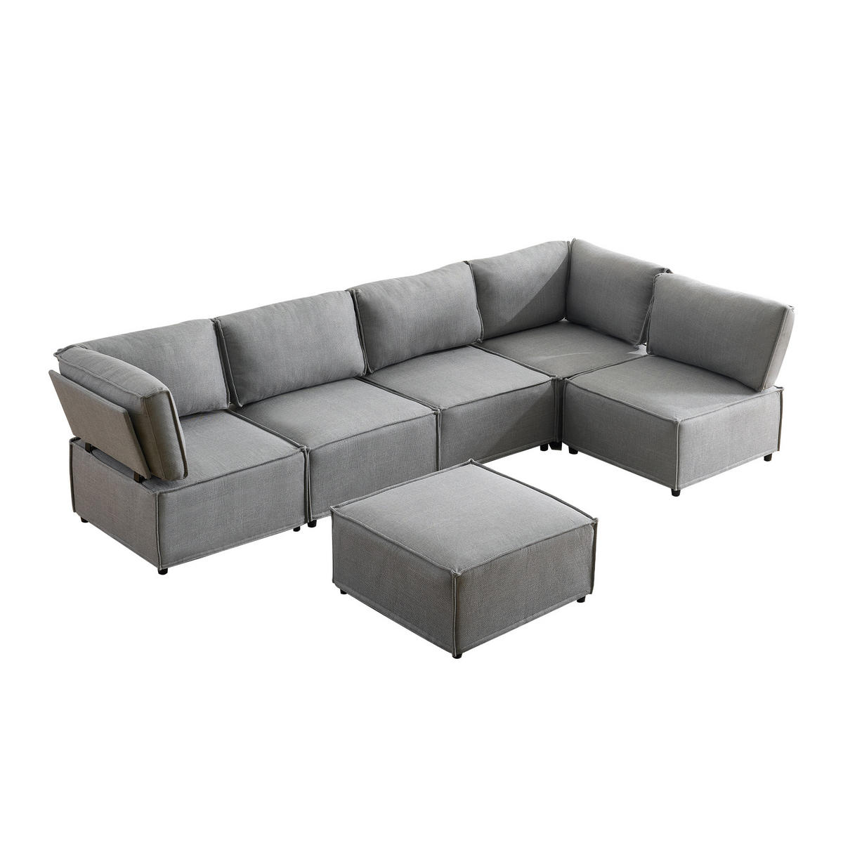WOHNLANDSCHAFT DE-35016 flexibel kombinierbar Hellgrau - Hellgrau, Holzwerkstoff (152/77/308cm) - ComfortXL