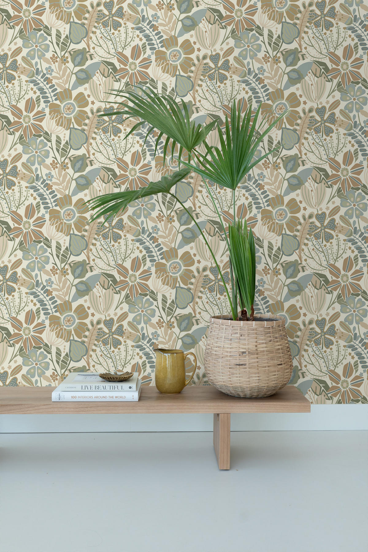 TAPETE Blumenmuster 53 cm x 10.05 m - Grün, Papier (53/1000cm) - ESTAhome
