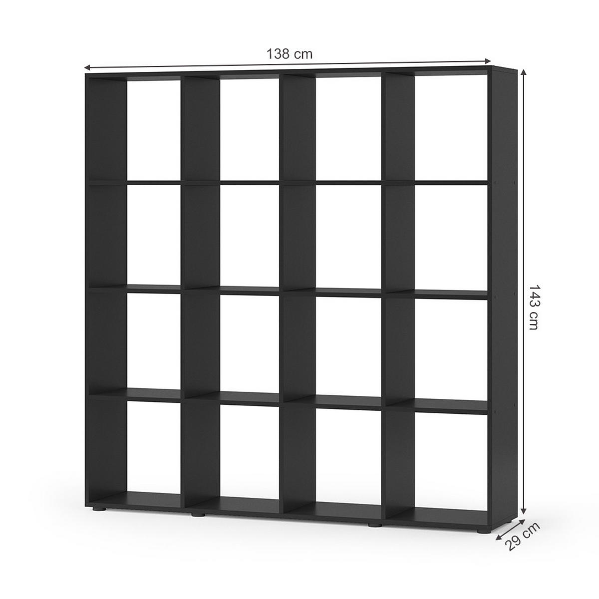 RAUMTEILER Karree Schwarz 138.5 x 142.5 cm - Schwarz, Holzwerkstoff (138.5/142.5/29cm) - Vicco
