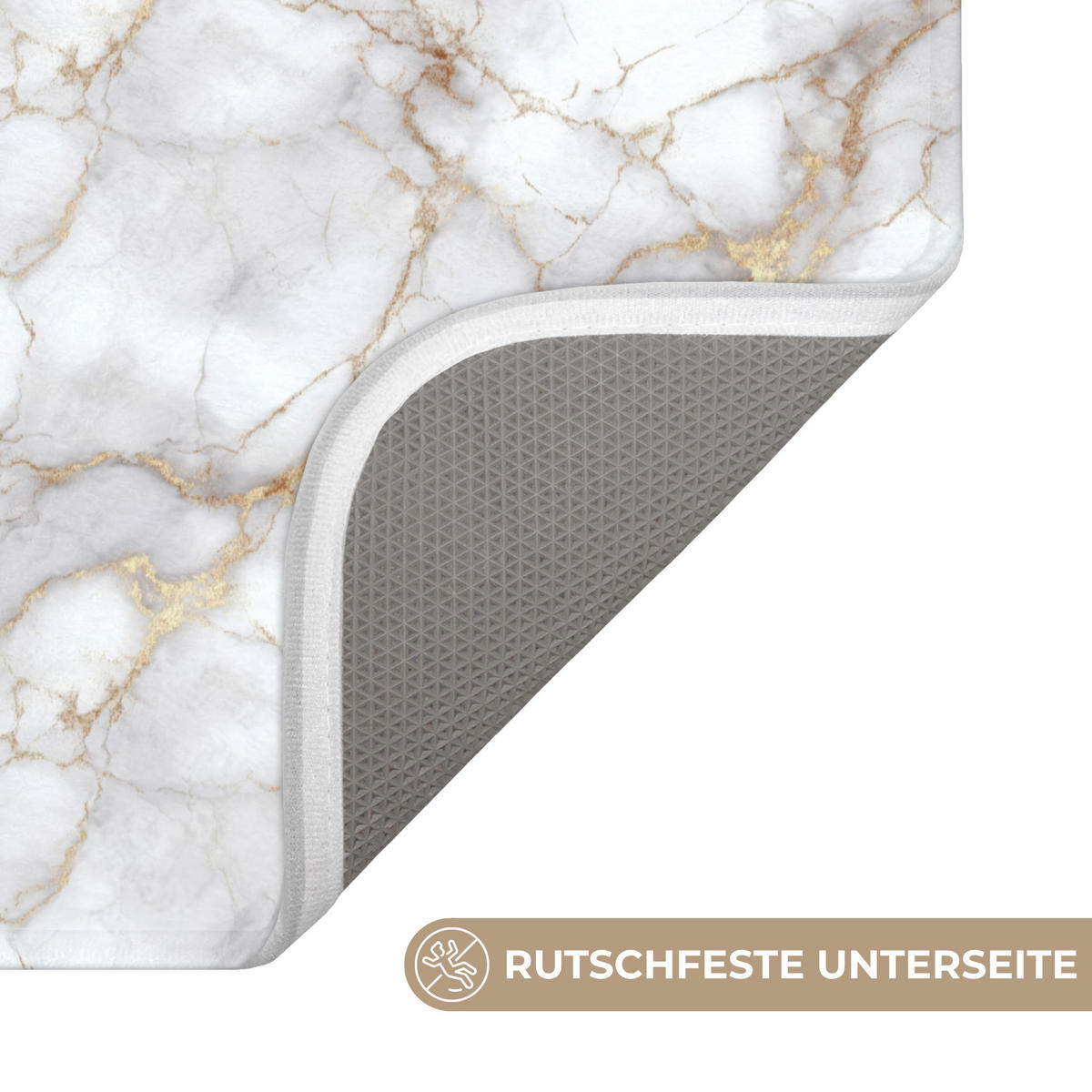 WC-VORLEGER Weiß - Gold - Marmor - Grau WC Teppich 40x60 cm - Weiß, Kunststoff/Textil (40/1cm) - OnlyWow