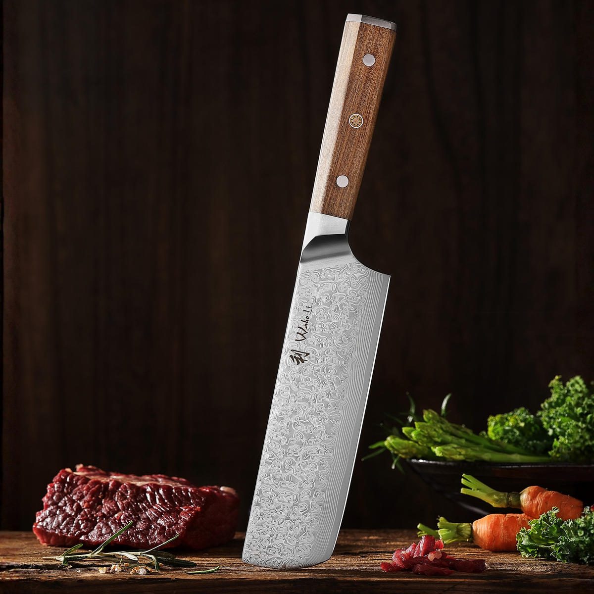 NAKIRIMESSER 17,5 cm - Braun, Metall (31cm) - Wakoli