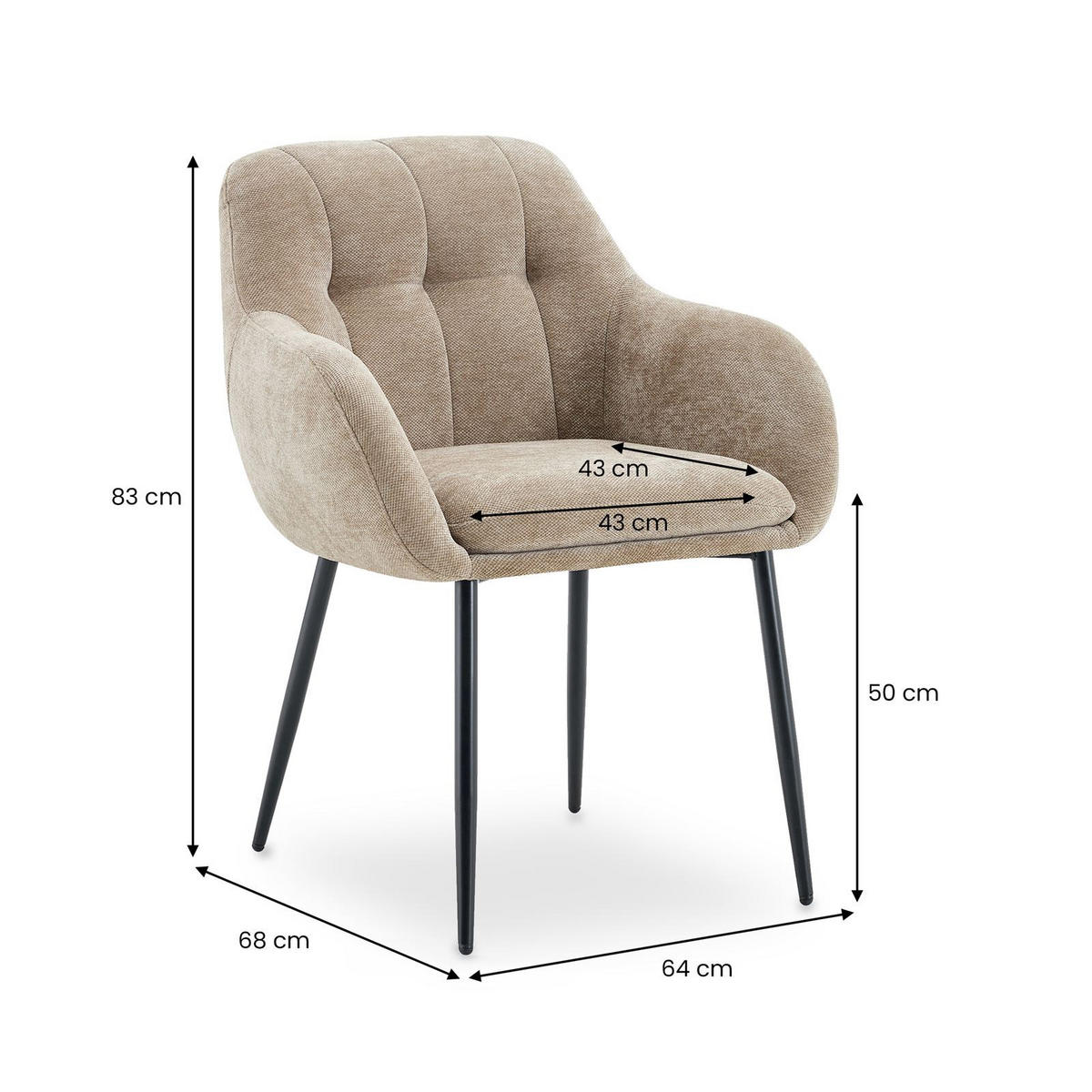 ESSZIMMERSTÜHLE SOMA 2er-Set hellbraun - Hellbraun, Textil (64/83/68cm) - IDIMEX