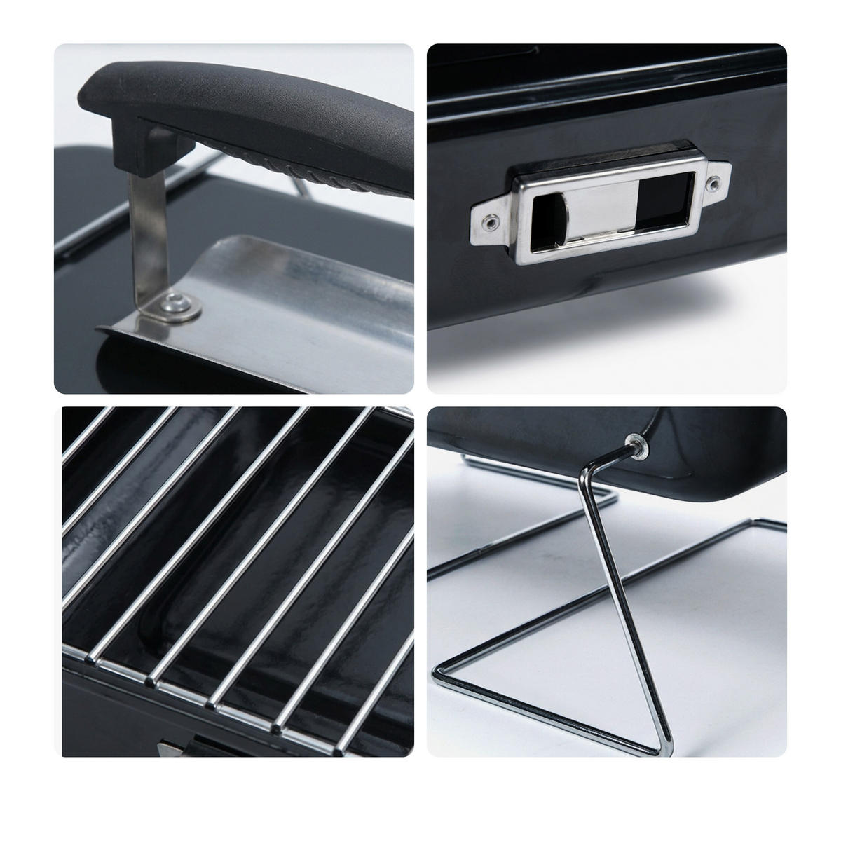 TISCHGRILL - Schwarz, Kunststoff/Metall (56/36/30.5cm) - Relaxdays