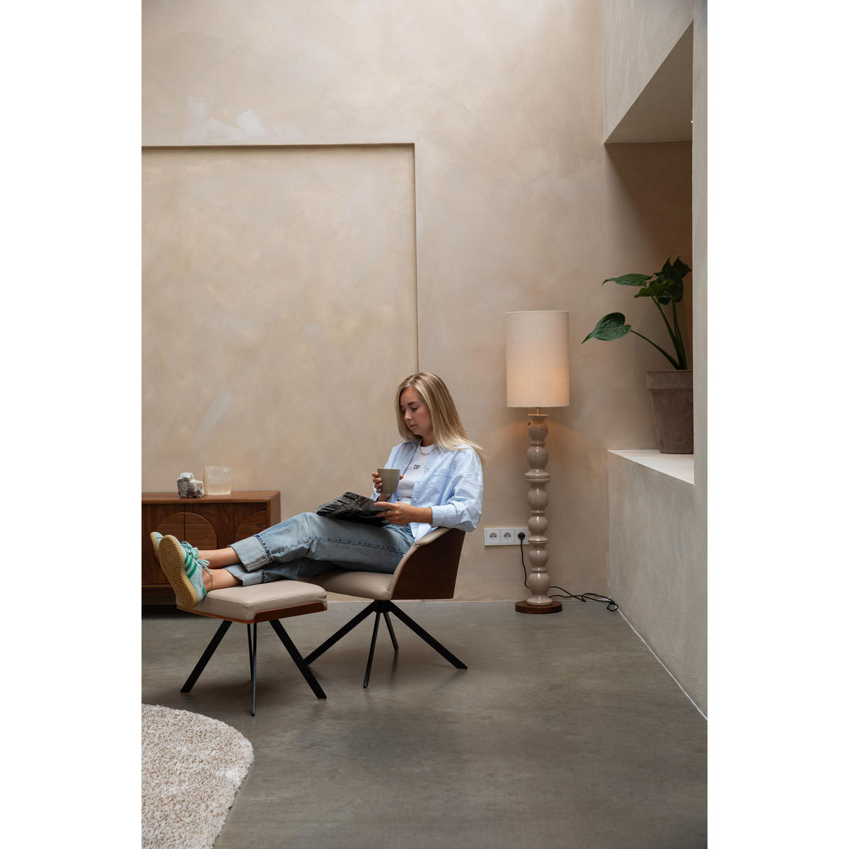 STEHLAMPE Brew - Beige, Keramik (30/30/144.5cm) - Zuiver