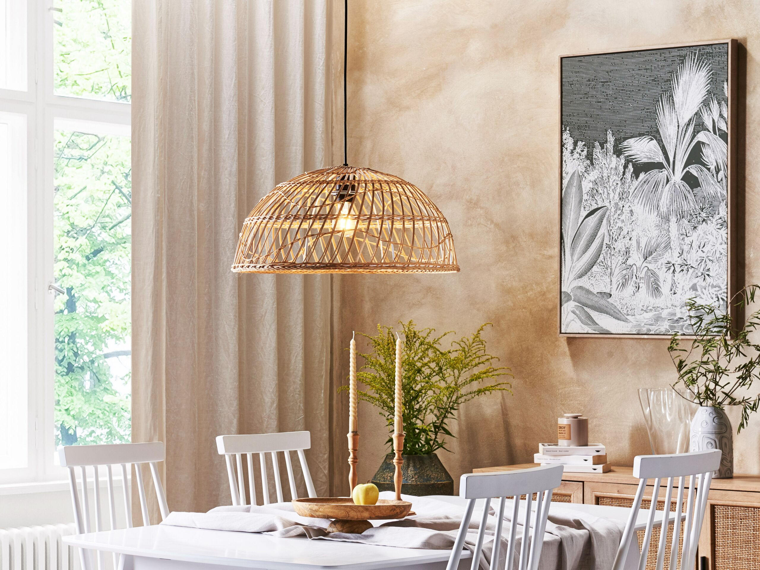 HÄNGELEUCHTE Ravine 51/51/23 cm - Naturfarben, Naturmaterialen (51/51/23cm) - Beliani