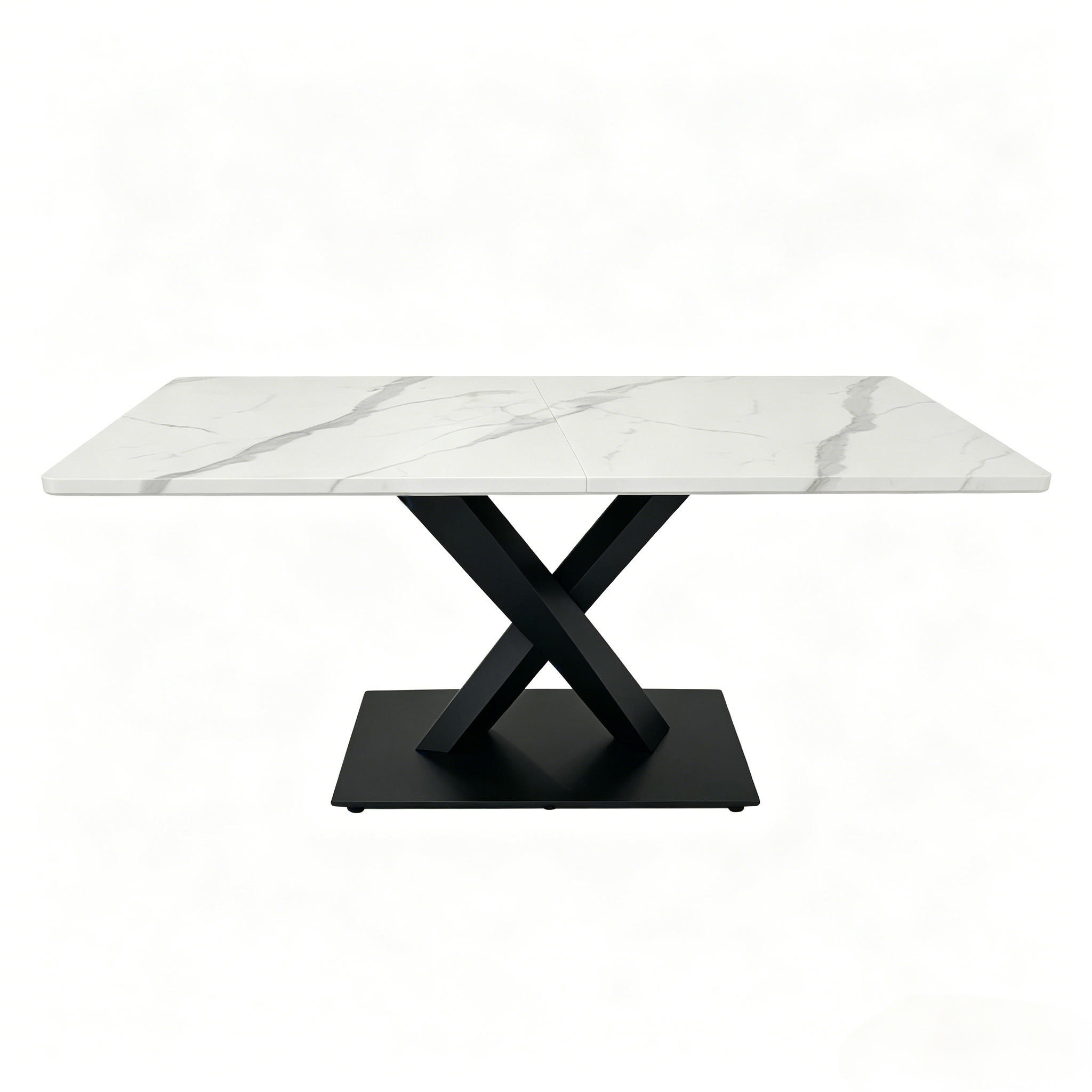 ESSTISCH Weiß/Schwarz 160/80/75 cm - Weiß, Holz (80/160/75cm) - PANGIVO