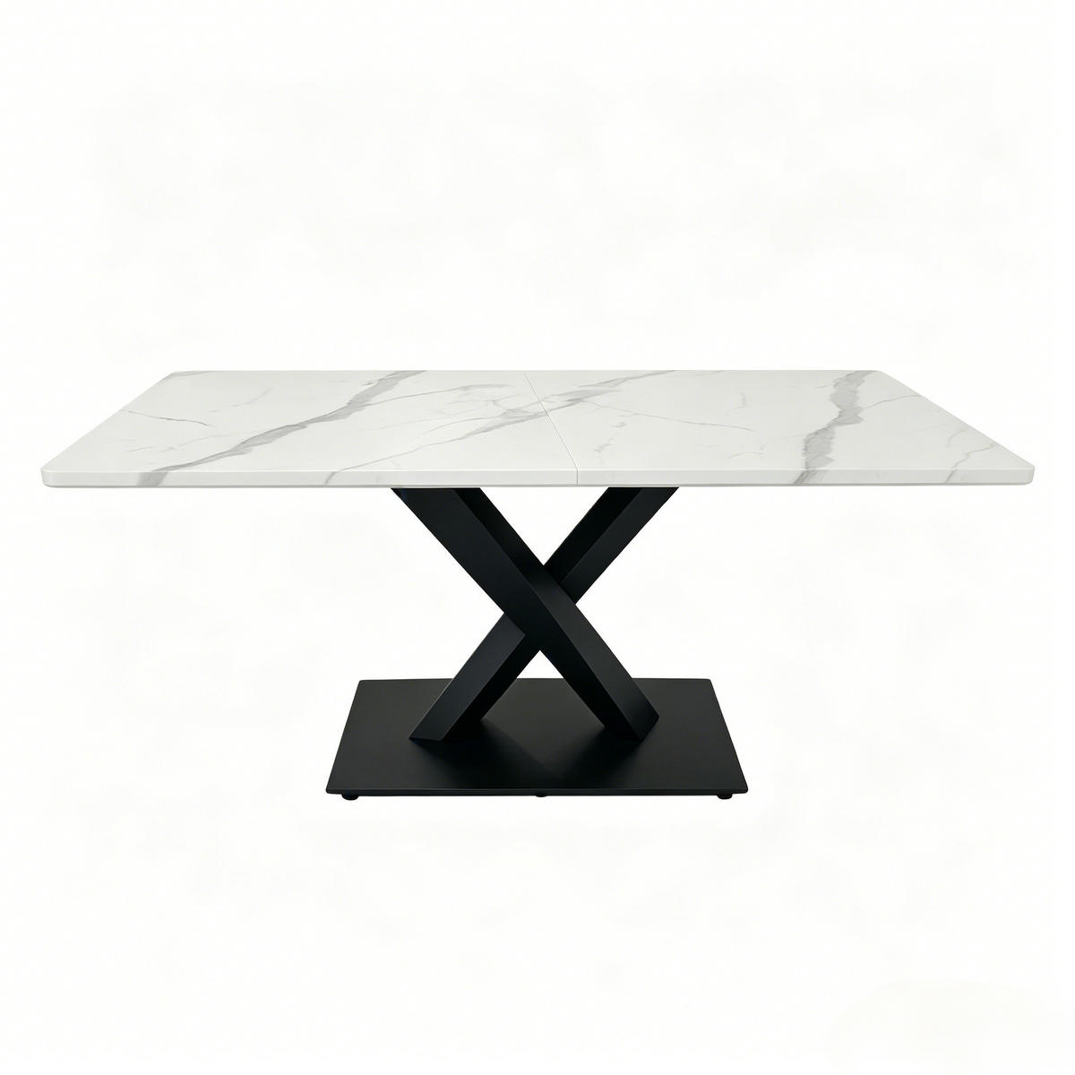 ESSTISCH rechteckiger Weiß mit schwarzem Metallgestell, X-förmigen Beinen, 160/80/75 cm - Weiß, Holz (80/160/75cm) - Oxeza