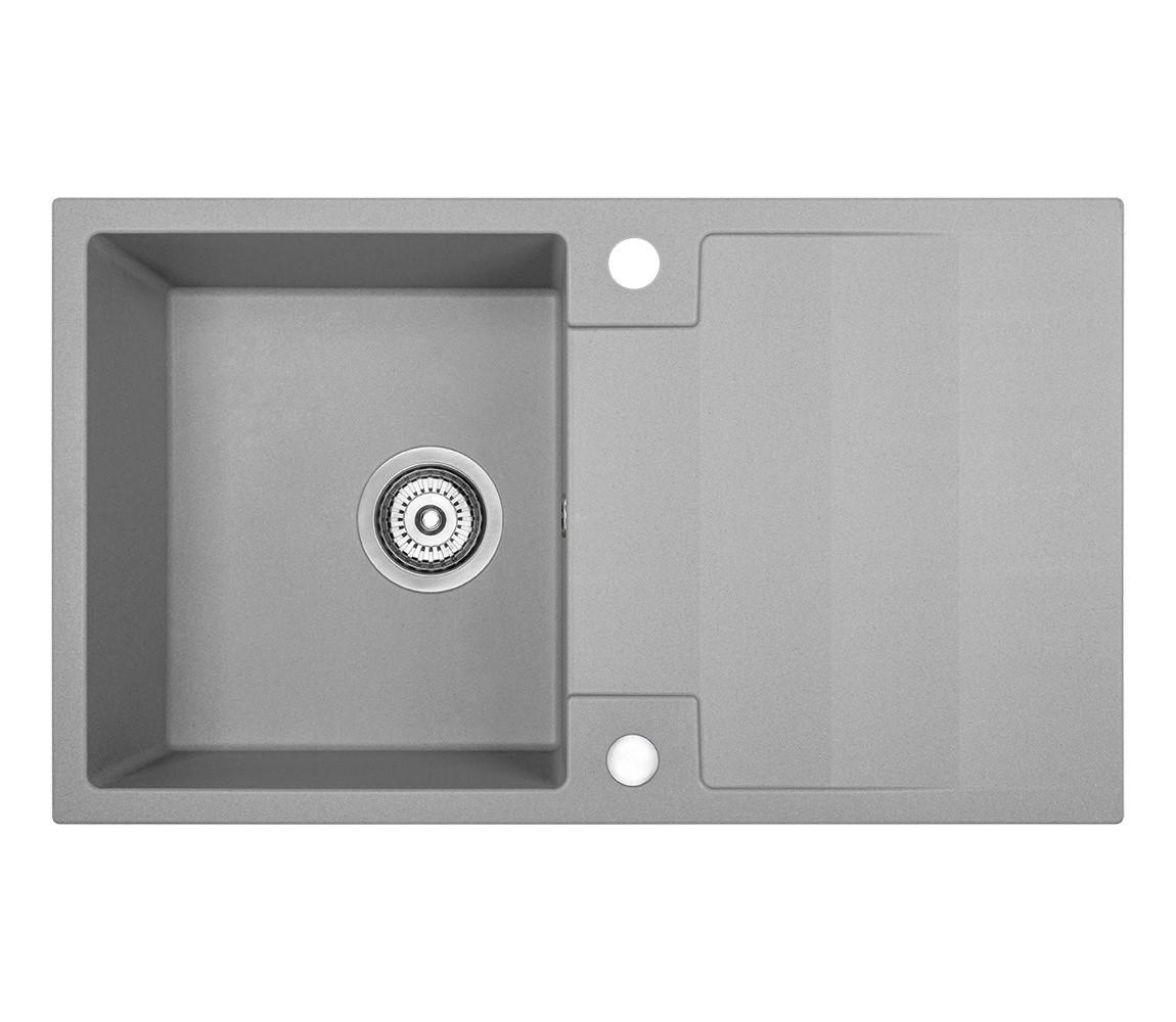 EINBAUSPÜLE RAB Grau, Einzelbecken, 44/76/17,5 cm - Grau, Stein (44/17.5/76cm) - bad land