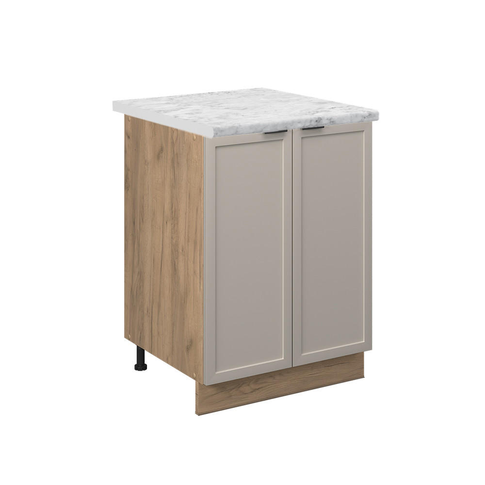 KÜCHENUNTERSCHRANK Fame-Line GrauBeige 60 cm, AP Marmor - Honigeiche/Eiche Wotan, Holzwerkstoff (60/82/60cm) - Vicco