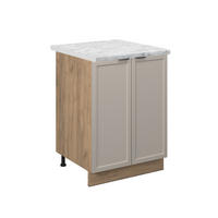 KÜCHENUNTERSCHRANK Fame-Line GrauBeige 60 cm, AP Marmor - Honigeiche/Eiche Wotan, Holzwerkstoff (60/82/60cm) - Vicco