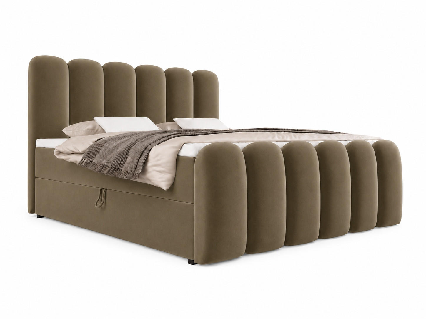 BOXBETT CUDDLE 200x200 cm in Braun, Bettkasten, Topper, Velvet-Stoff - Braun, Holz/Textil (200/200cm) - EMLAR Home