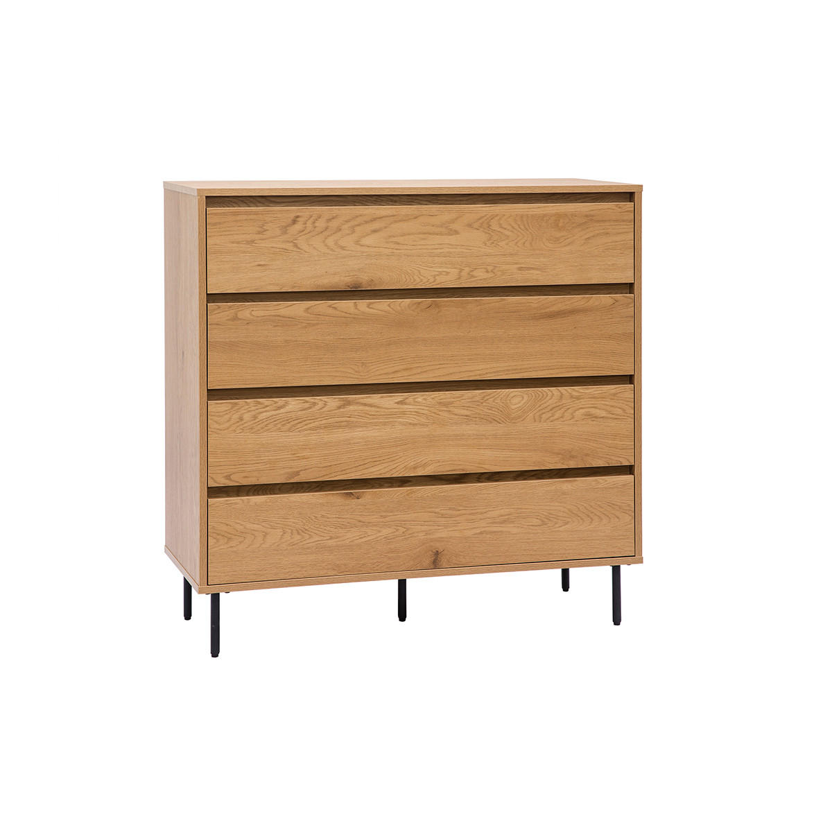 KOMMODE Helles Holzfurnier Eiche 4 Schubladen L100 cm ARAGON - Eiche Bianco, Holz (40/100.5/100cm) - Miliboo
