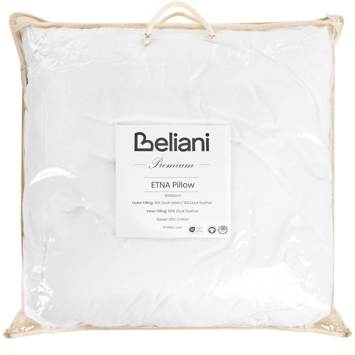 HUVUDKUDDE vit 80/80 cm Etna - Vit, Naturmaterial (80/80cm) - Beliani