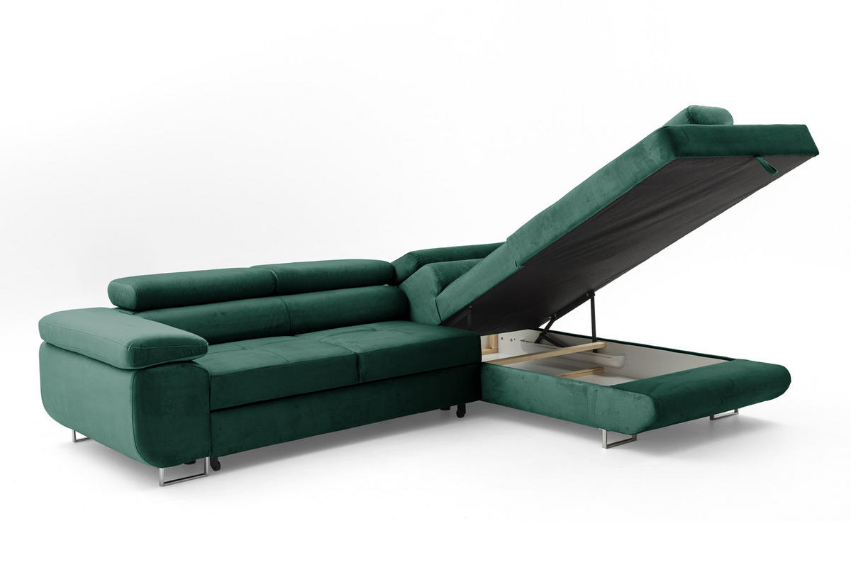 ECKSOFA WILD L Rechts Dunkelgrün - Dunkelgrün, Holz (274/203cm) - Muffo