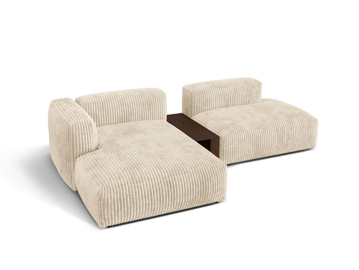 ECKSOFA modular links Martina aus Cord leichtes beige 2 Sitzplätze - Creme, Textil (176/285cm) - Micadoni