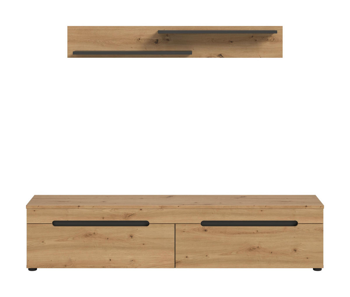 LOWBOARD inkl. Wandboard CANU (B/H/T: ca. 170/38/33 cm) in Basalt grau/Artisan Nachbildung - Grau, Holzwerkstoff (170/38/33cm)