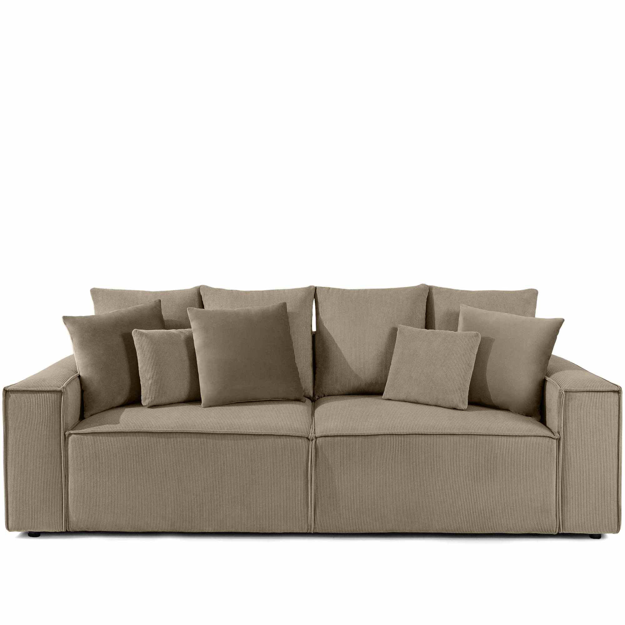 SCHLAFSOFA NAPI III 3-sitzer mit Kissen,Beige - Beige, Holz/Textil (244/89/101cm) - KONSIMO®