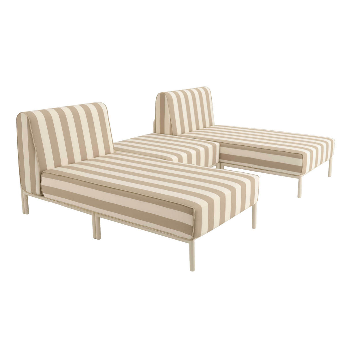 GARTENSOFA mit 3 Sitzplätzen, Beige - Beige, Metall - Oviala