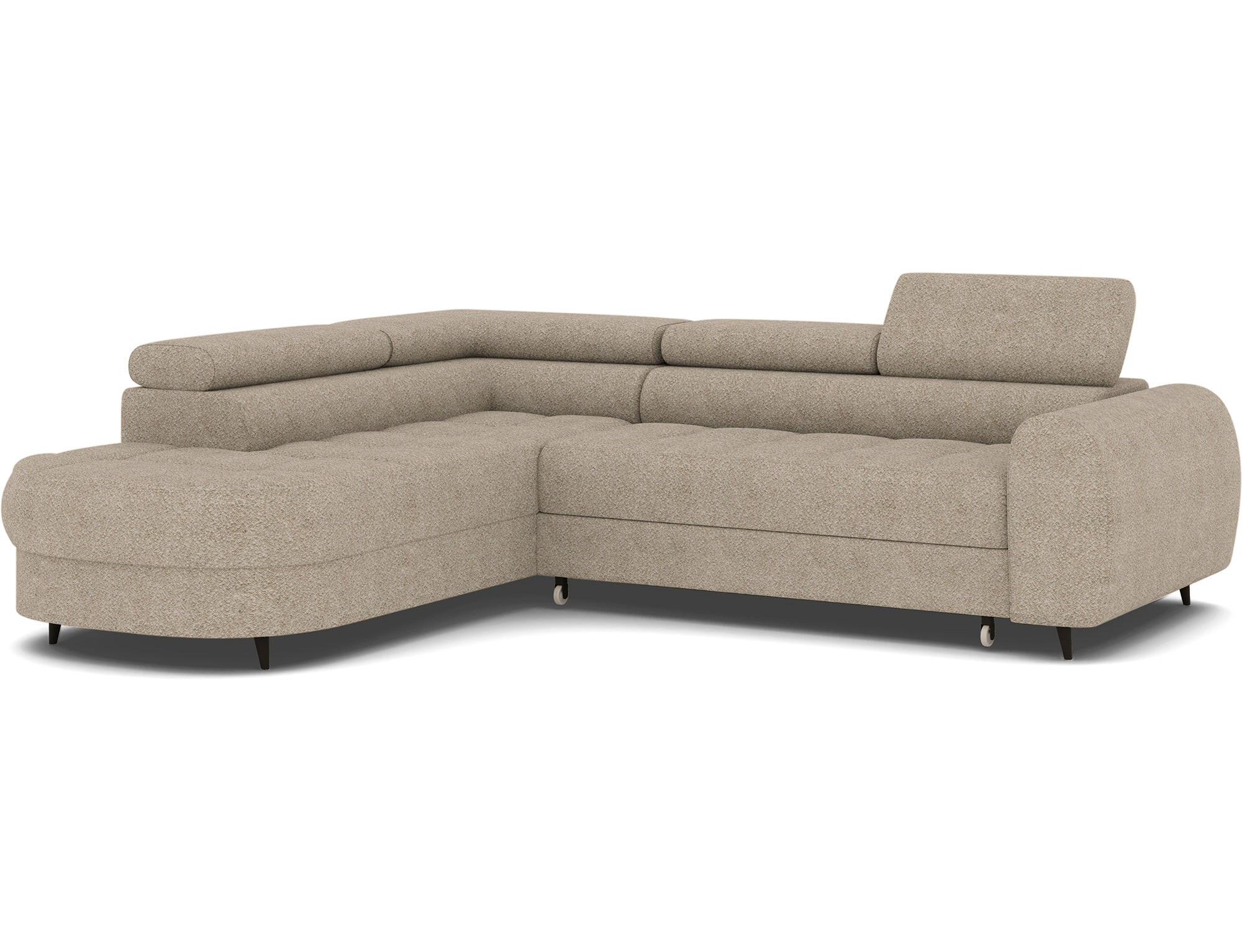 ECKSOFA Vesteria mit Schlaffunktion und Bettkasten – Modernes Design, verstellbare Kopfstützen und hoher Sitzkomfort - Beige, Kunststoff (279/72cm) - Wohnideebilder