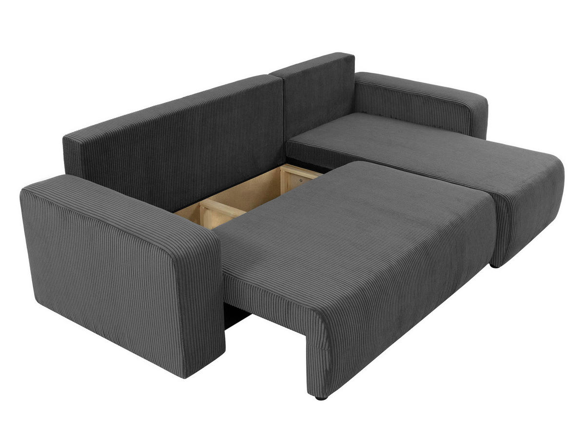 ECKSOFA Piano L Cord - Schwarz/Grau, Holz/Kunststoff (244/145cm) - MIRJAN24