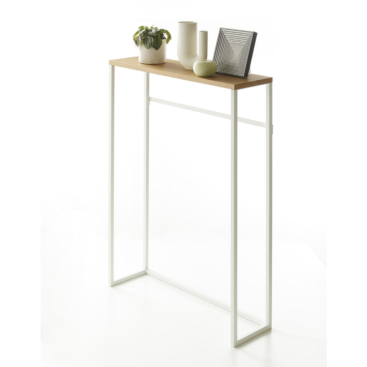KONSOLENTISCH aus Metall und Holz - L60 cm - Weiß, Metall (60/18.5/80.5cm) - Yamazaki