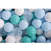 BÄLLE für Bällebad, Spielbälle, Plastikbälle für Kinder Set 50 pcs.: Himmelblau/Türkis/Transparent/Weiß - Pastellblau, Textil (7/7/7cm) - MeowBaby