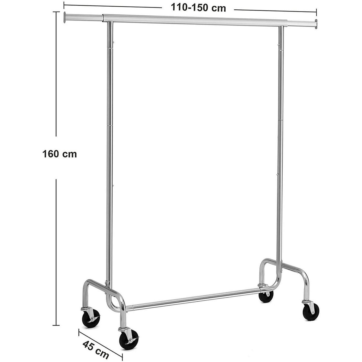 KLEIDERSTÄNDER auf Rollen – HSR11S - Alufarben, Metall (150/160/45cm)