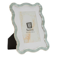BILDERRAHMEN Elizabeth, Fotoformat 15 x 20 cm, hellblau und silberfarben, Zink und Glas, Rahmen 17,5 x 1,3 x 22,5 cm - Silberfarben/Hellblau, Glas/Metall (17.5/22.5/1.3cm) - Mauro Ferretti