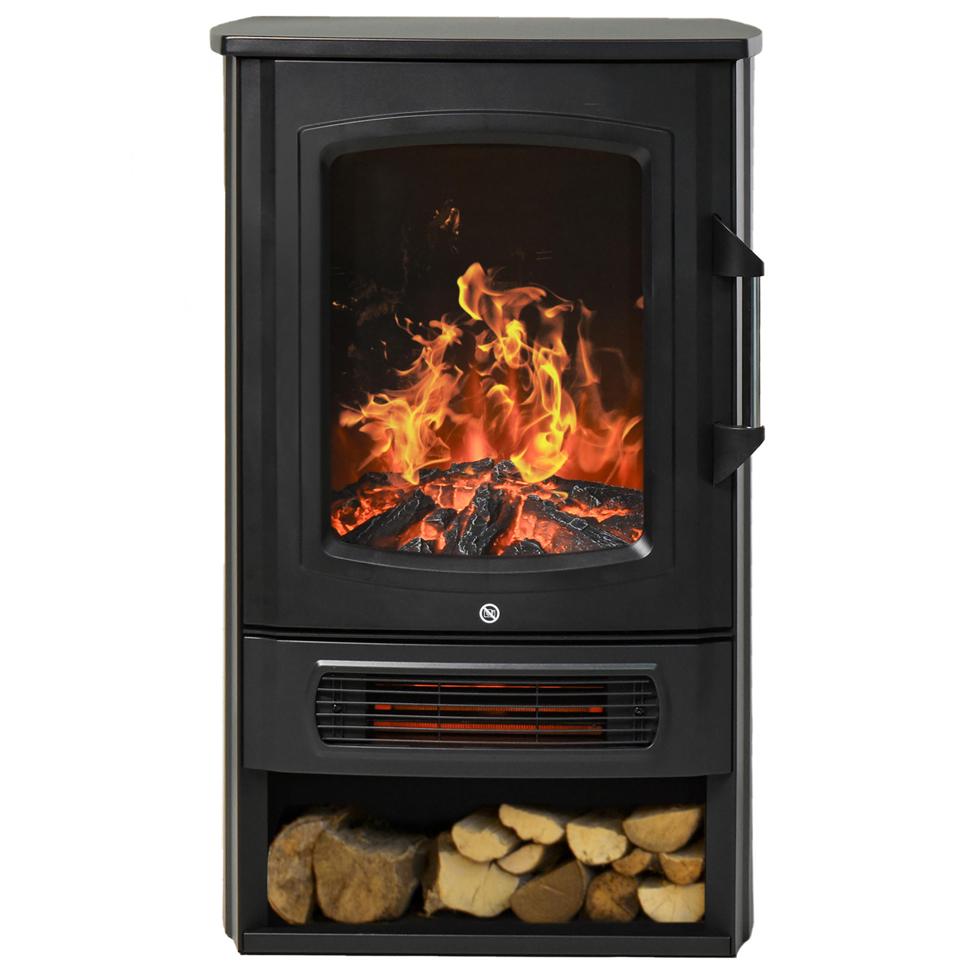 ELEKTROKAMIN mit Flammeneffekt, Thermostat Kaminofen, 1000 W/2000 W, Schwarz - Schwarz, Metall (5/32/44cm) - HOMCOM