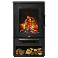 ELEKTROKAMIN mit Flammeneffekt, Thermostat Kaminofen, 1000 W/2000 W, Schwarz - Schwarz, Metall (5/32/44cm) - HOMCOM