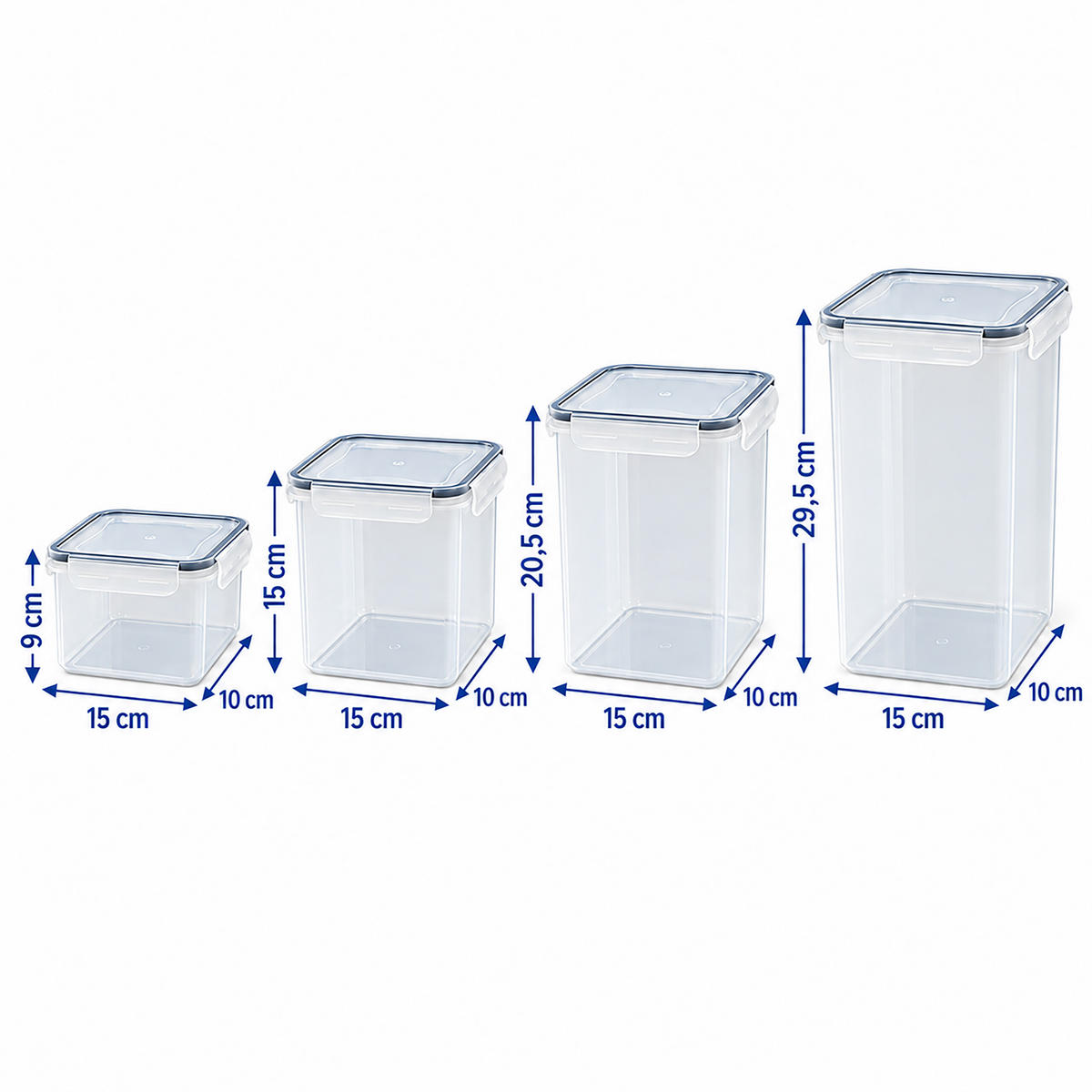 DÓZY Transparentní 32dílná-sada plastové s klik uzávěrem - průhledná, plast - Relaxdays