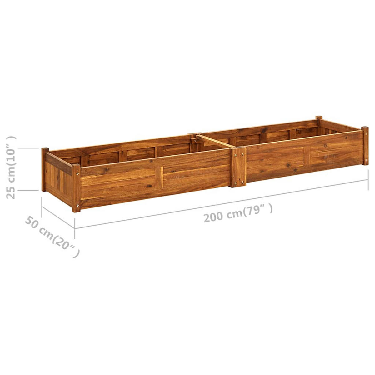 GARTEN-HOCHBEET Akazienholz 200/50/25 Cm - Braun, Holz (50/25/200cm) - vidaXL