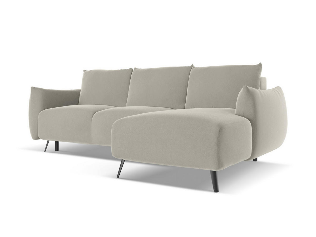 ECKSOFA mit Schlaffunktion Samt Stoff Creme - Perlmutt/Creme, Textil/Metall (242/162cm) - Makamii