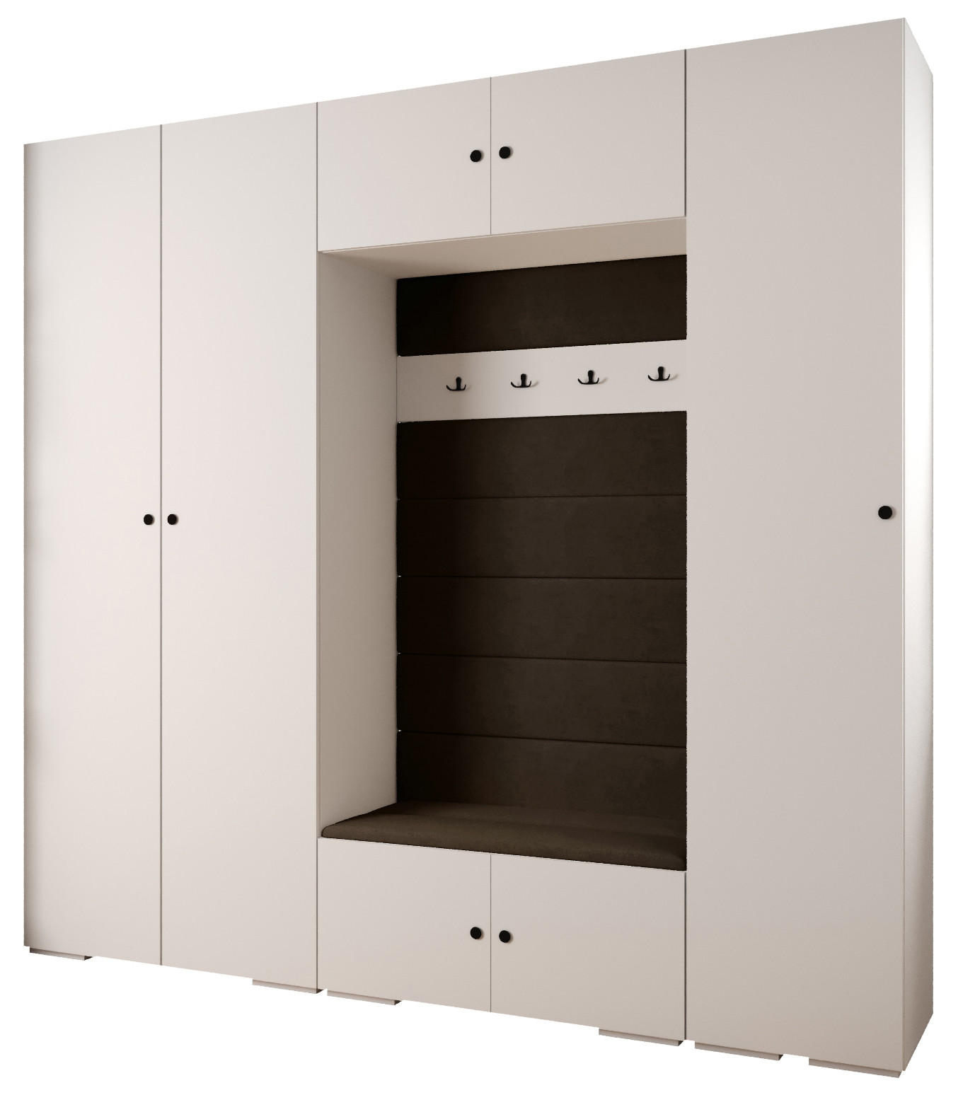Abiks Möbel Garderoben-Set Weiß, Dunkelbraun, Schwarz 250x236.7x47 cm