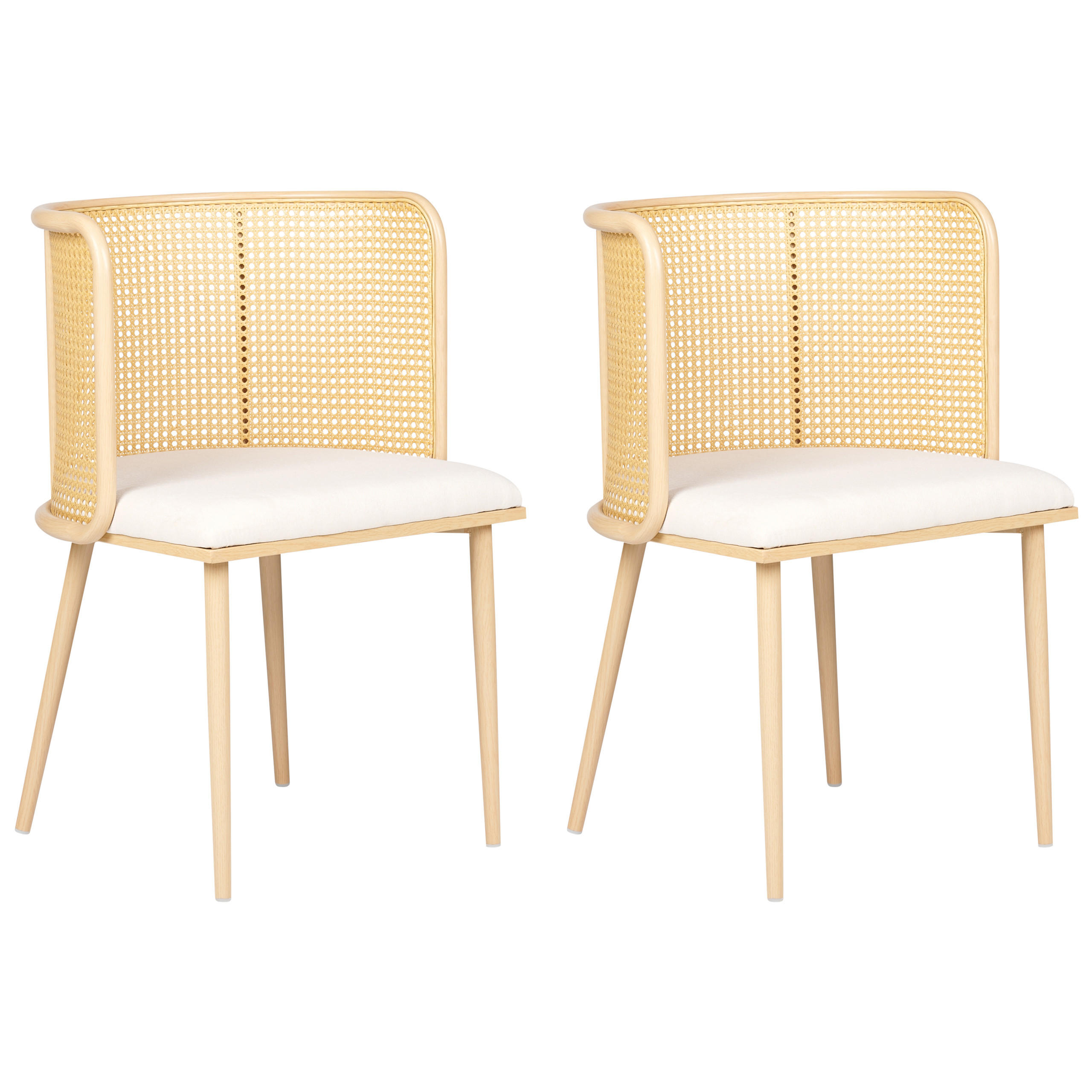 JÍDELNÍ ŽIDLE sada 2 ks Kov světlejší Odstín dřeva/béžová Kobuk - světle hnědá/béžová, kov (52/75/46cm) - Beliani