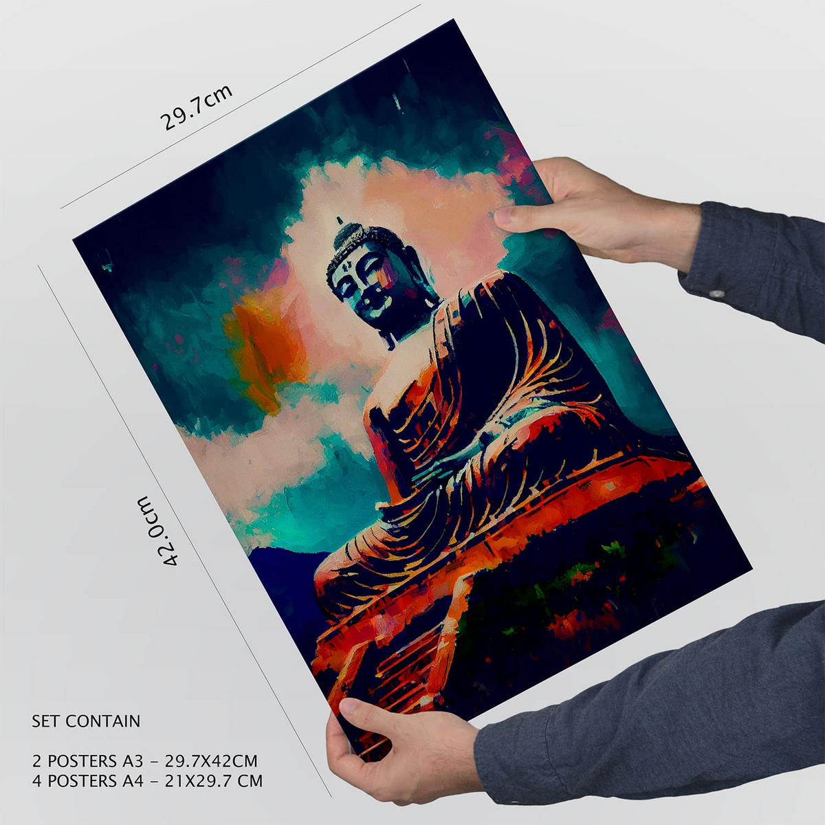 POSTER Set Mit 6 Feuchte Im Ölgemälde Stil A3 & A4 Rahmenlos - Klar, Papier (29/3cm) - Nacnic