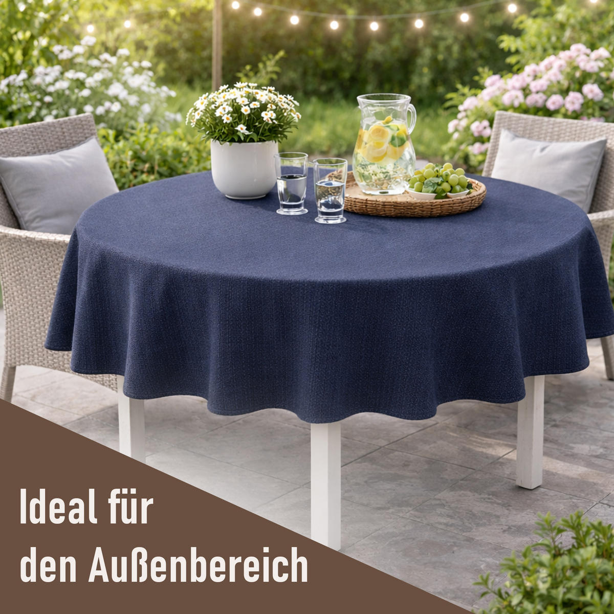 TISCHDECKE Garten Weichschaum Ø160cm - Navy - Dunkelblau, Kunststoff (160/160cm) - Bestlivings