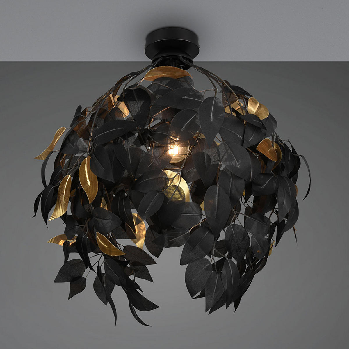 LED DECKENLEUCHTE Metall Schwarz Gold - Schwarz, Metall (38/38/58cm)