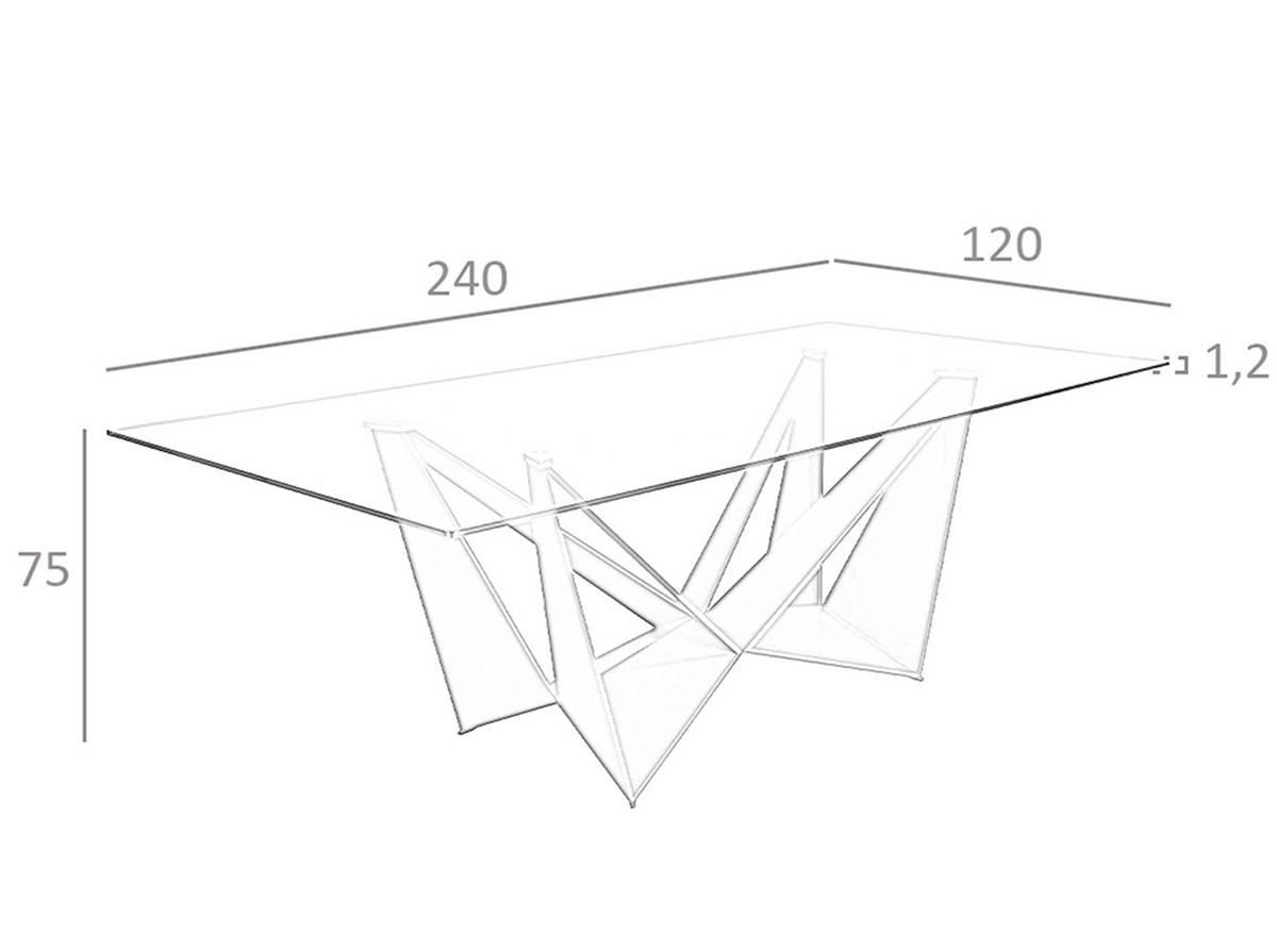 ESSTISCH Rechteckig Schwarz Kristall 240/120/75 cm - Transparent/Schwarz, Metall (120/240/75cm) - ANGEL CERDA