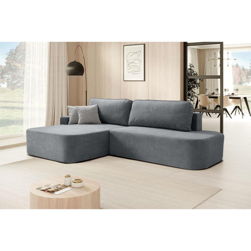ECKSCHLAFSOFA Gavi grau velours links - Grau, Textil (269/171cm) - Beautysofa