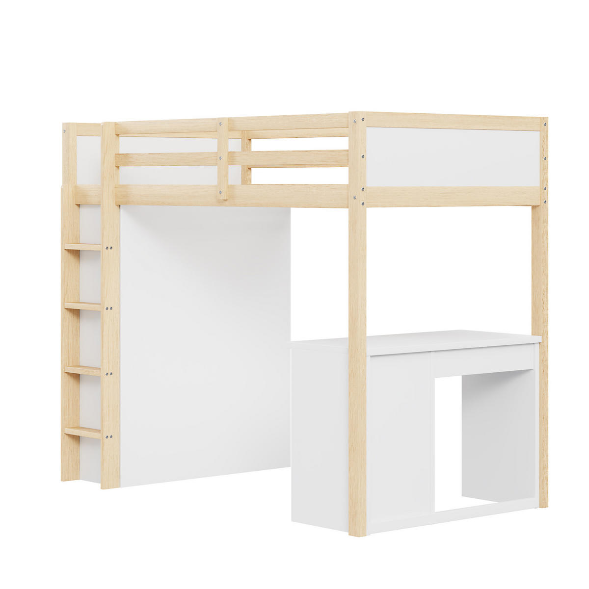 HOCHBETT 90/200 cm aus Holz mit Stauraum und Computertisch - Naturfarben, Holzwerkstoff (90/200cm) - OKWISH