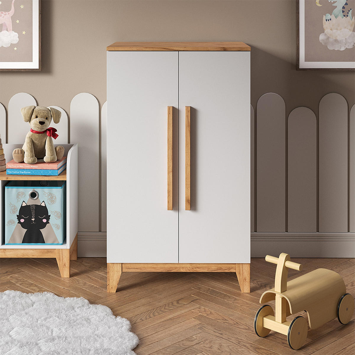 KINDERKLEIDERSCHRANK Malia Weiß/Artisan 70 x 120 cm - Weiß, Holzwerkstoff (70/120/53.4cm) - VitaliSpa